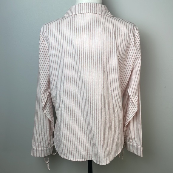 boohoo Red/White Pinstripe Button Up Long Sleeve Sz 10 - Picture 3 of 7
